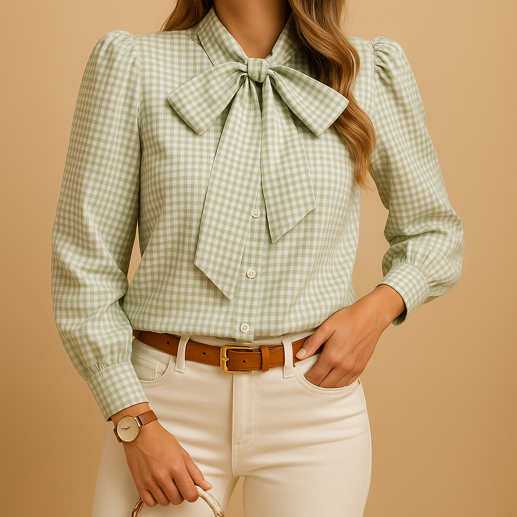 Bérénice™ | Blouse Carreaux Nœud
