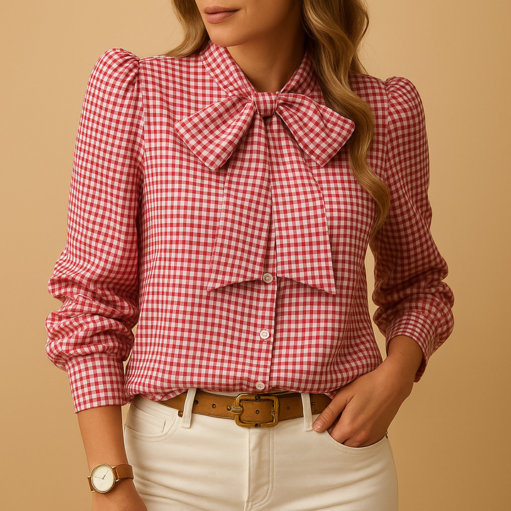 Bérénice™ | Blouse Carreaux Nœud