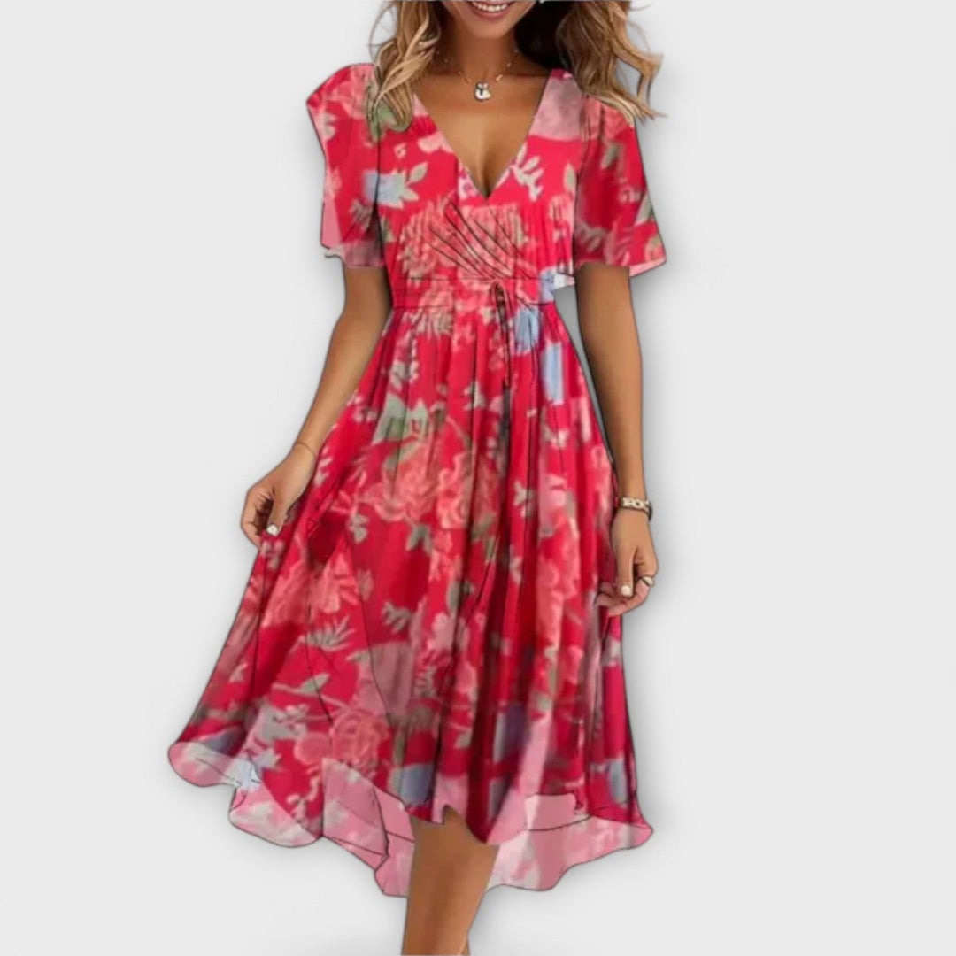 Isolde - Robe Midi Croisée à Imprimé Floral