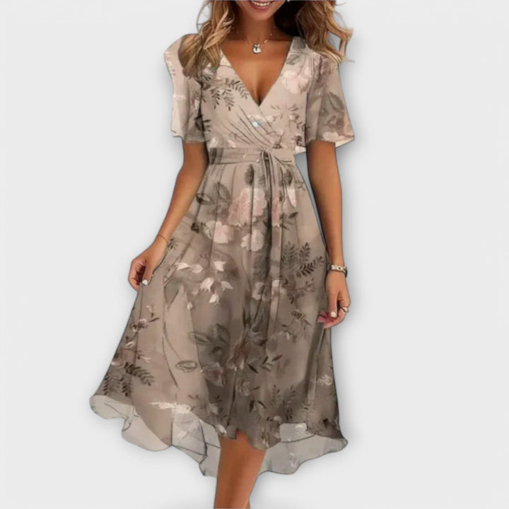 Isolde - Robe Midi Croisée à Imprimé Floral