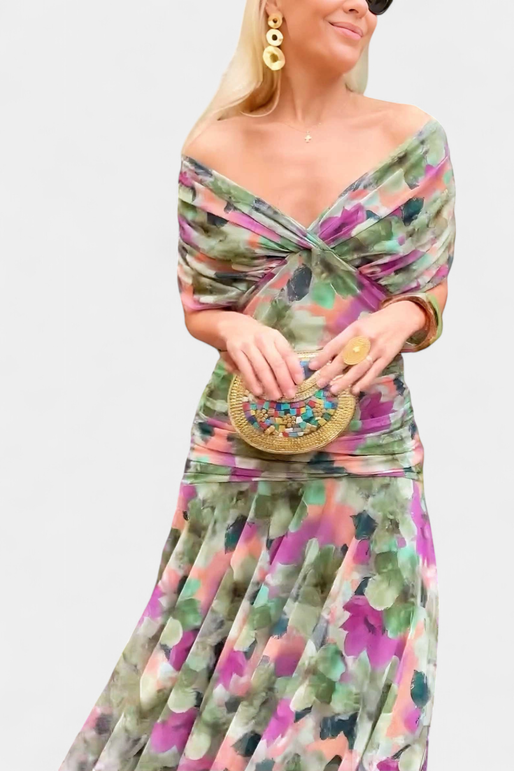 Freya - Robe Fleurie Fluide à Col V