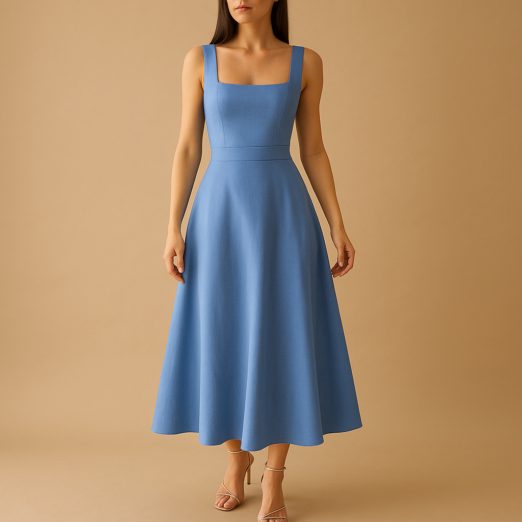 Odette™ | Robe Midi Encolure Carrée