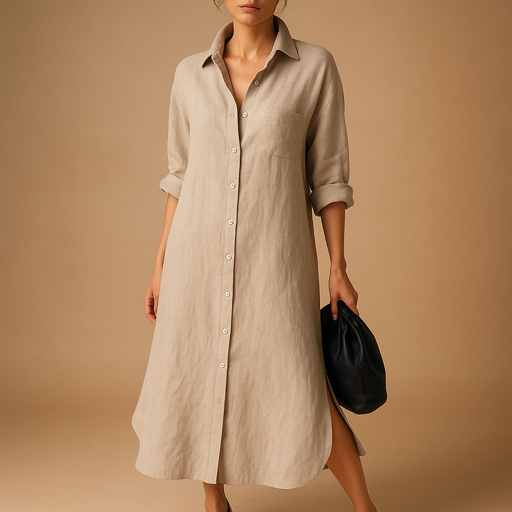 Gaëtane™ | Robe Chemise Chanvre