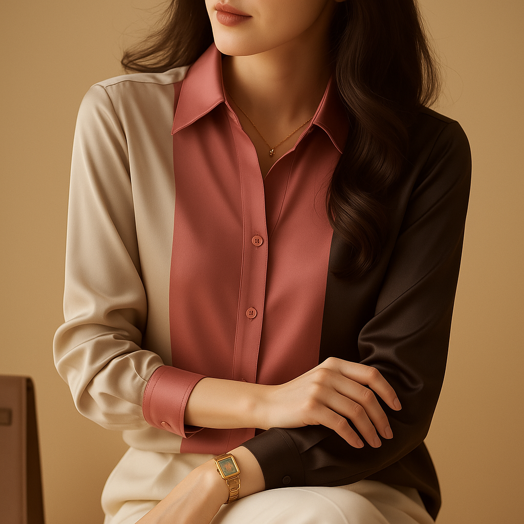 Maïwenn™ | Blouse Satin Patchwork