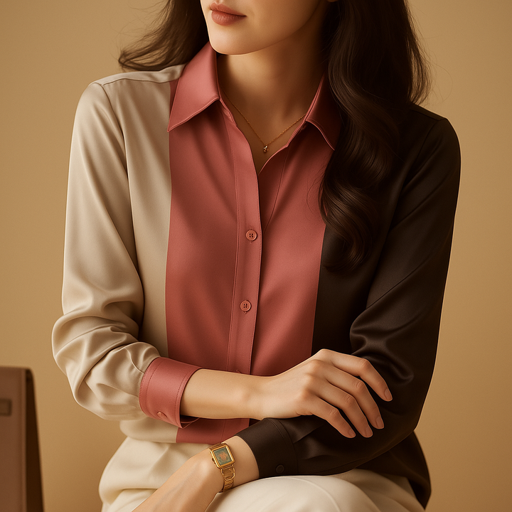 Maïwenn™ | Blouse Satin Patchwork