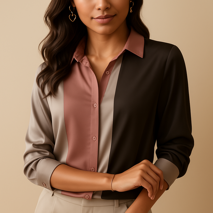 Maïwenn™ | Blouse Satin Patchwork