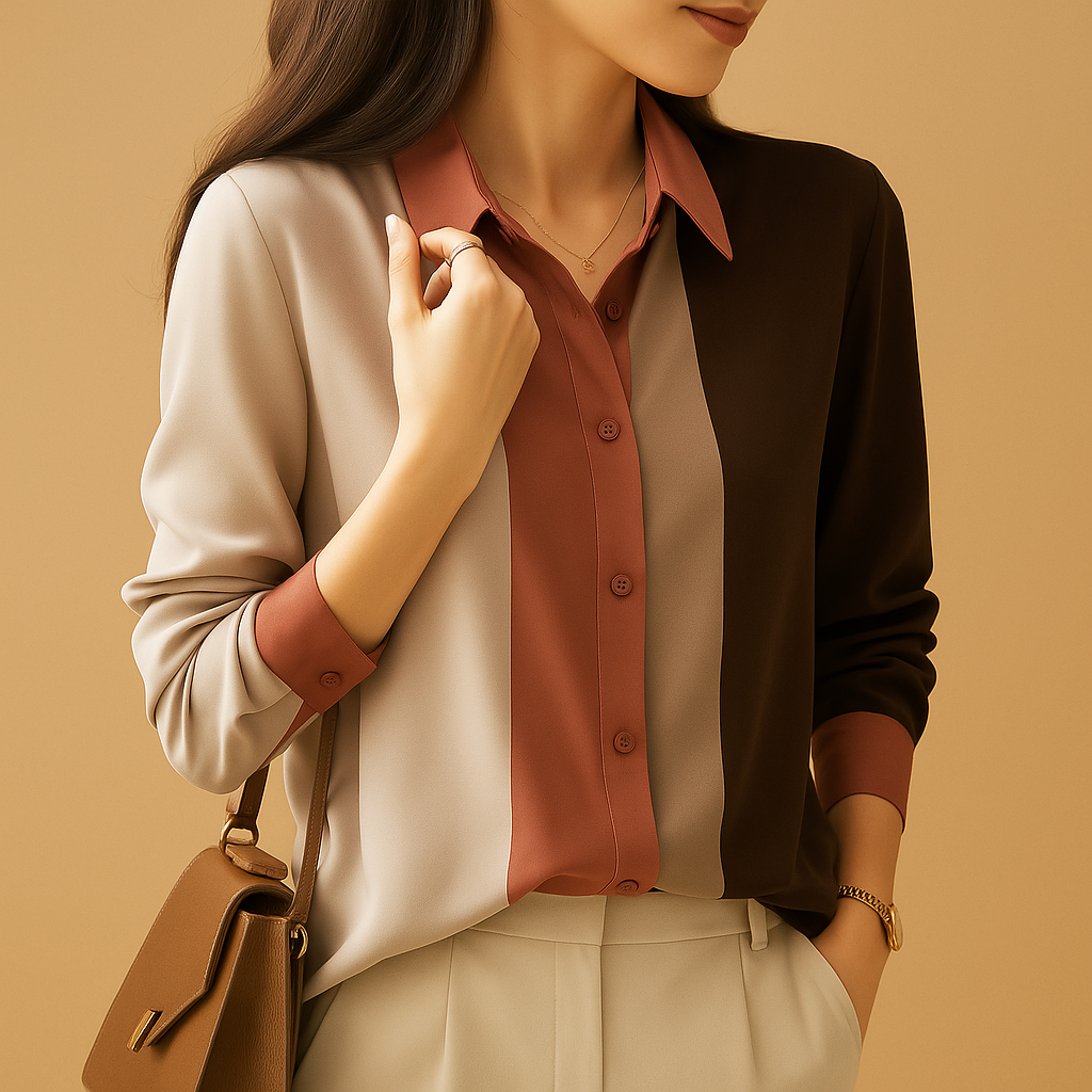 Maïwenn™ | Blouse Satin Patchwork