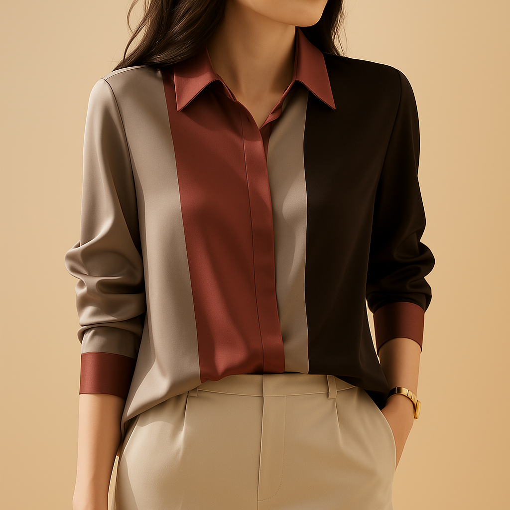 Maïwenn™ | Blouse Satin Patchwork